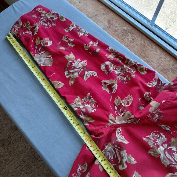 Sag Harbor Sport Light Jacket Red Gold Roses XL cotton floral chambray retro - Picture 12 of 12